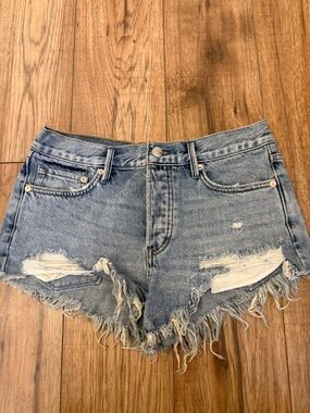 Free people We The Free Distressed Light Blue Denim Shorts